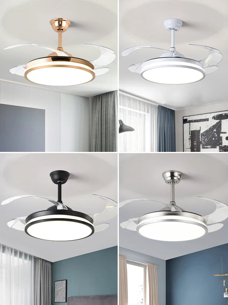 Afralia™ LED Invisible Fan Lamp Modern Ceiling Chandelier for Living Room Bedroom