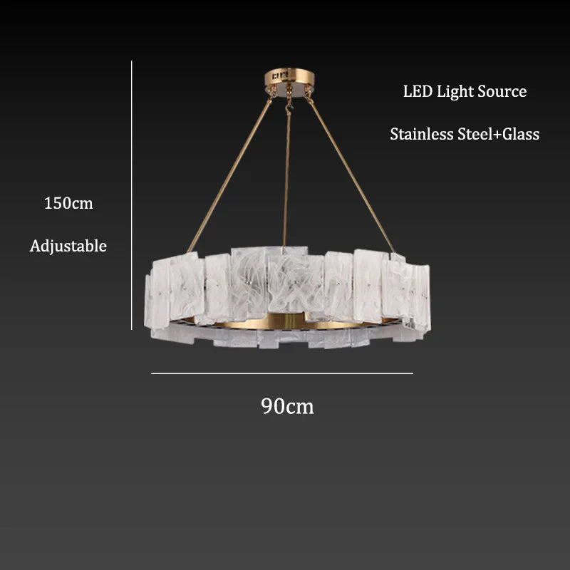Afralia™ Round Gold Glass Chandelier with White Lampshade for Chic Home Decor
