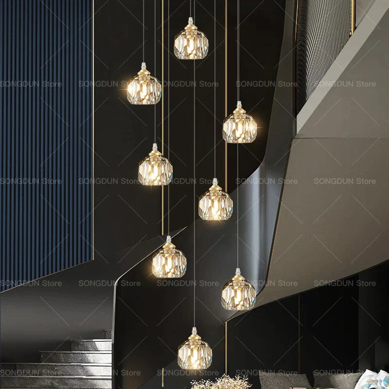 Afralia™ Crystal Spiral Staircase Chandelier for Modern Luxury Living