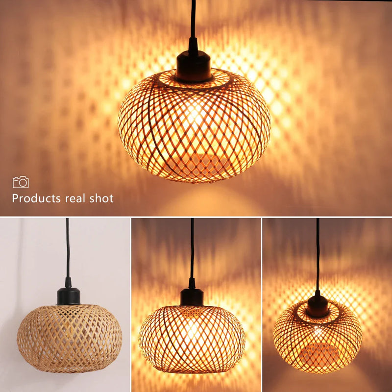 Afralia™ Bamboo Rattan Pendant Chandelier for Dining Room and Restaurant Lighting