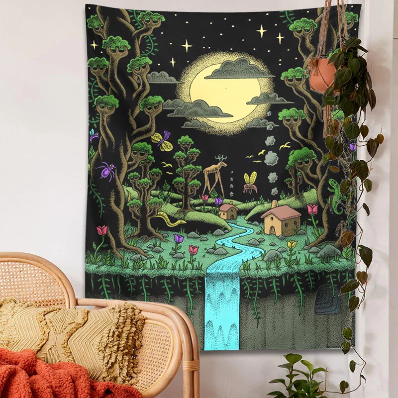 Afralia™ Psychedelic Skull Tapestry Wall Hanging for Witchy Room Decor