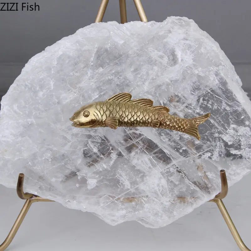 Afralia™ Golden Fish Crystal Ornament Home Decoration Metal Statue