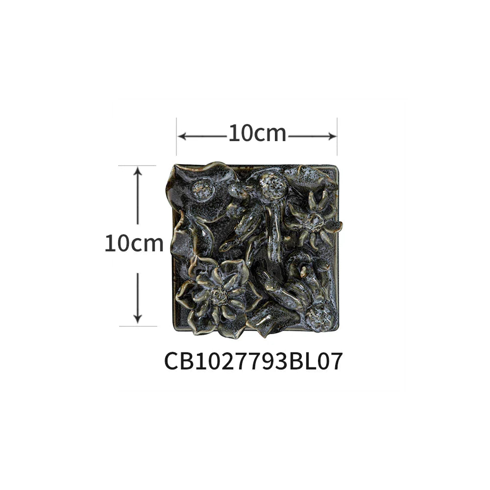 Afralia™ Ceramic Flower Relief Hanging Plate for Wall Decor