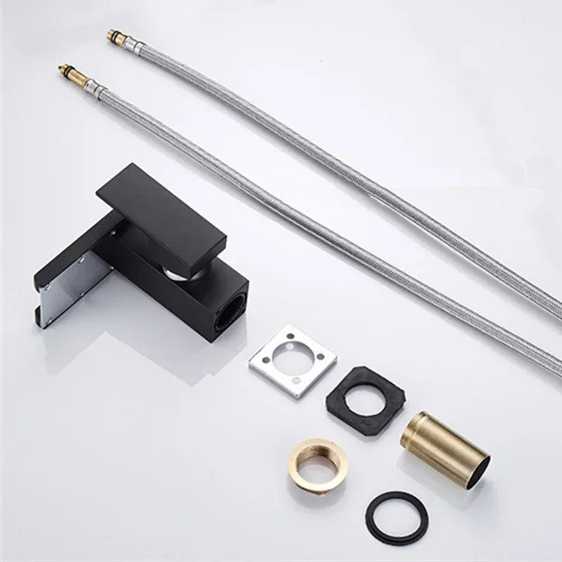 Afralia™ LED Waterfall Basin Faucet - Single Handle Mixer Tap in White, Black, or Chrome