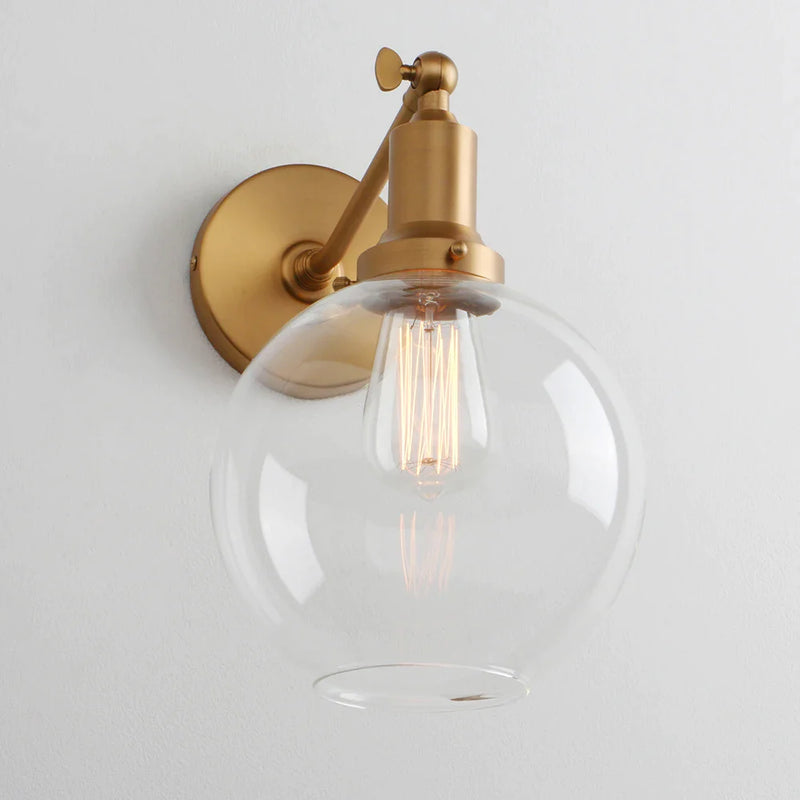 Afralia™ Industrial Vintage Wall Sconce with Clear Glass Shade Fixt