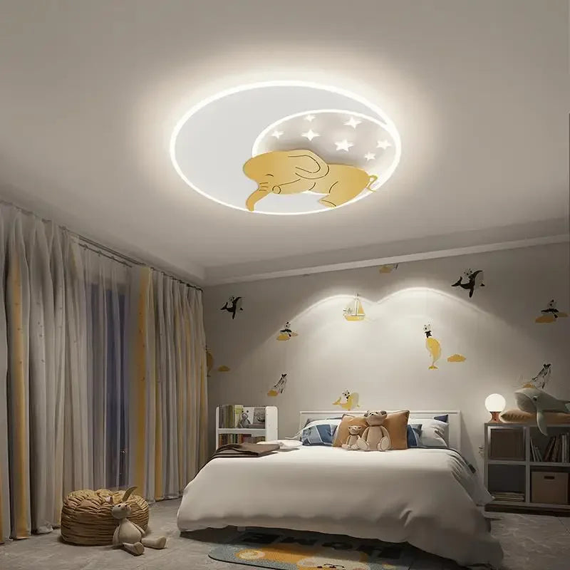 Afralia™ Cartoon Elephant Rabbit Ceiling Light for Kid's Room