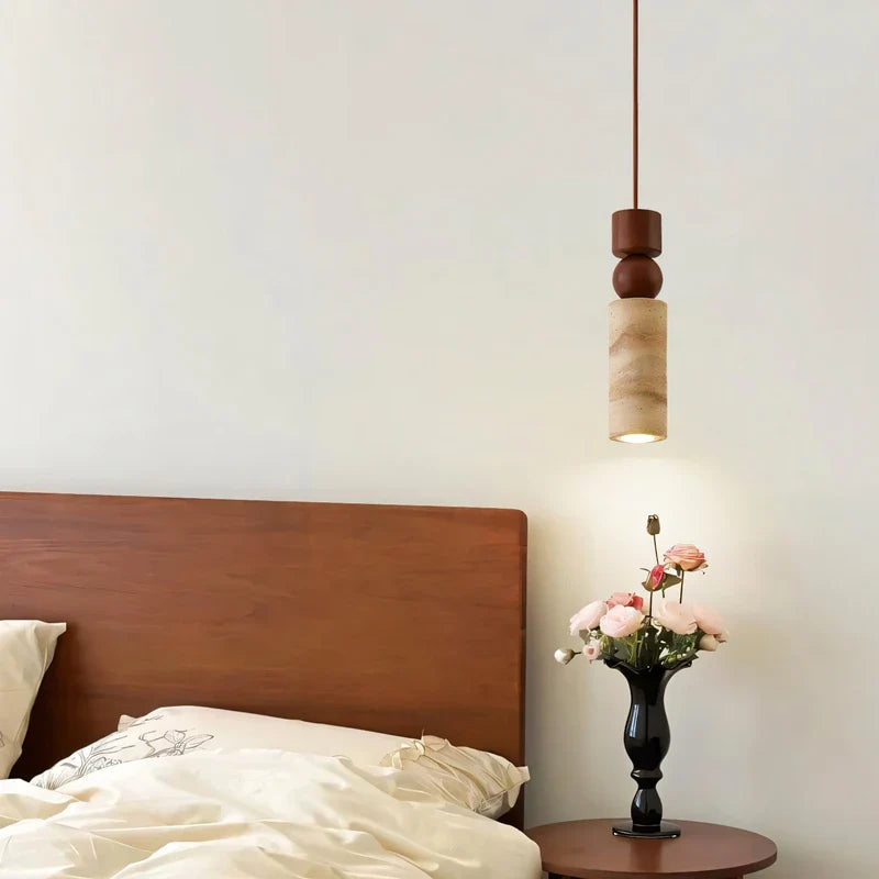 Afralia™ LED Yellow Travertine Hanging Lamp for Home Decor and Lighting Fixtures
