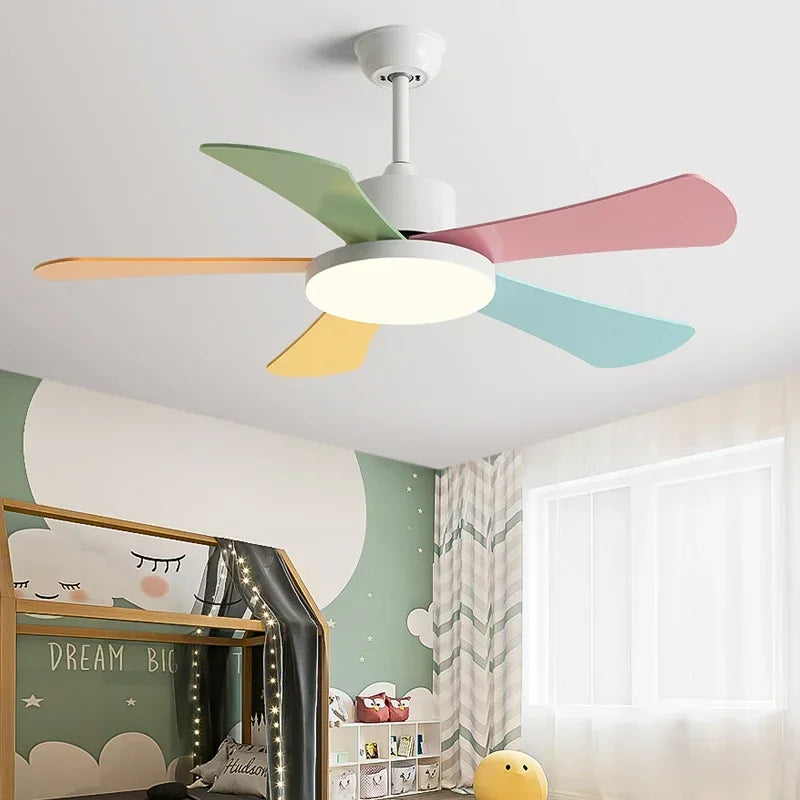 Afralia™ 48" Bedroom Restaurant Ceiling Fan with 5 Wood Blades, DC Motor, LED Light, Remote