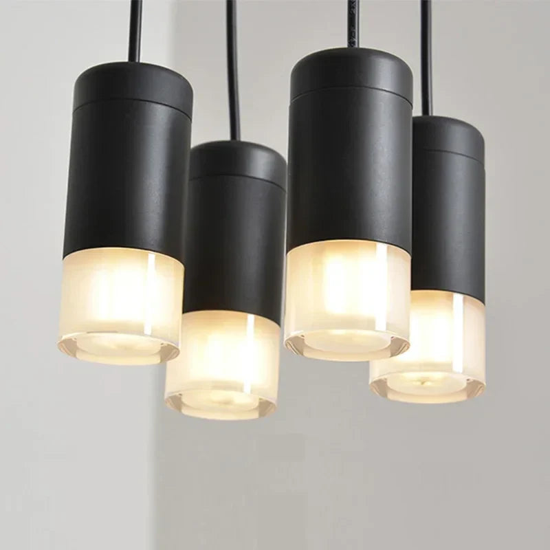 Afralia™ Nordic Personality LED Chandelier: Black Long Fixture for Dining Room, Lobby, Loft Home