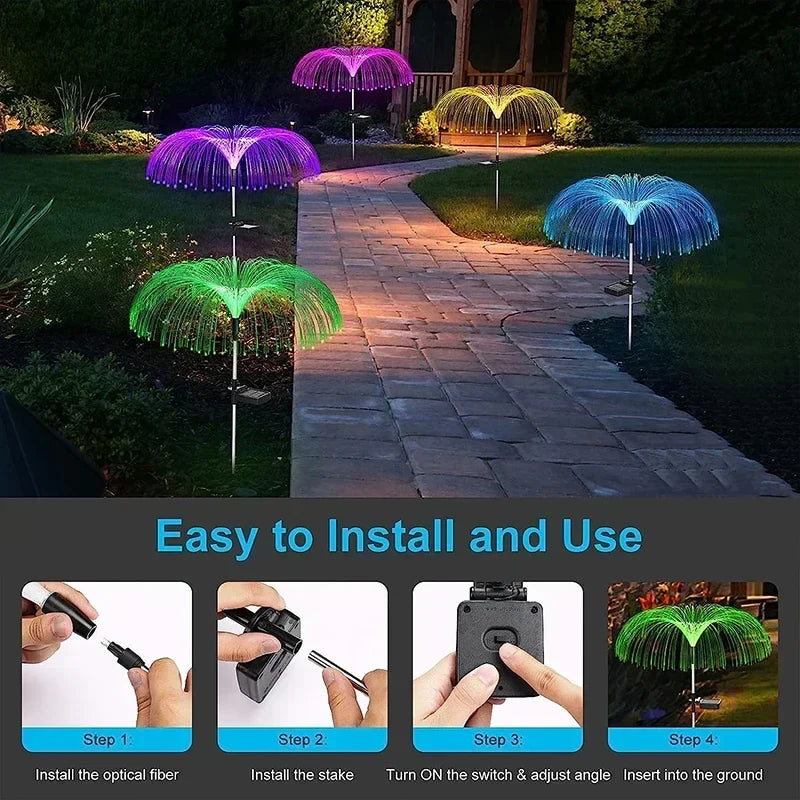 Afralia™ Solar Jellyfish Lawn Lights - Outdoor Fiber Optic Decor for Patio & Yard