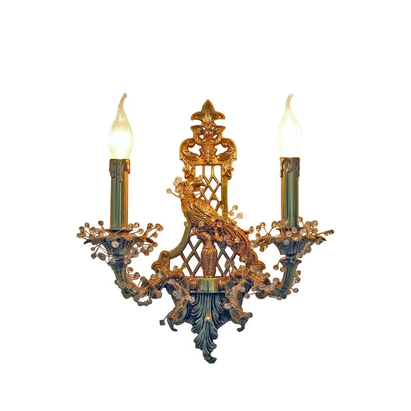 Afralia™ Luxury Copper Bird Wall Lamp: European Style, French Retro Design for Living Room or Corridor
