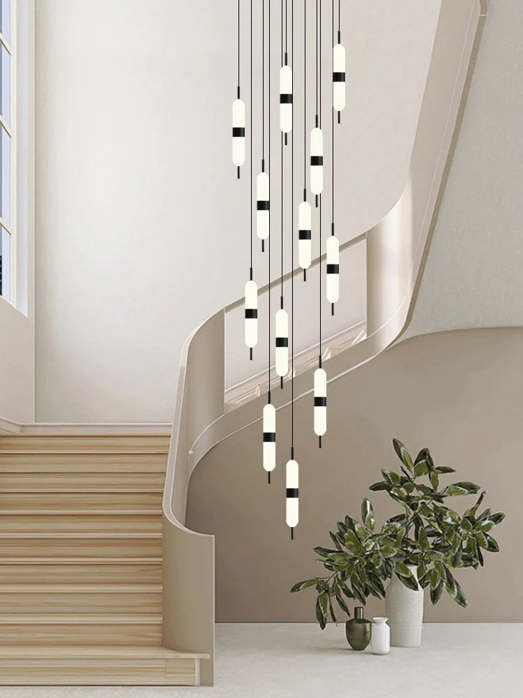 Afralia™ LED Staircase Chandelier Ceiling Living Room Lighting Decoration