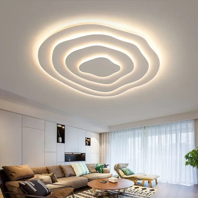 Afralia™ Modern Nordic Corrugated Chandelier Flush Mount Ceiling Light for Bedroom and Living Room