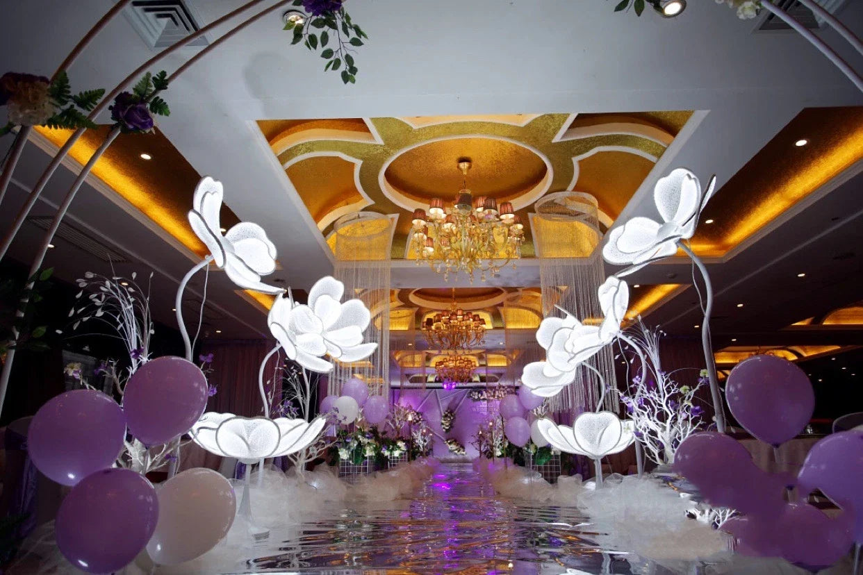 Luminous LED White Lace Flower Lamp for Wedding and Events by Afralia™