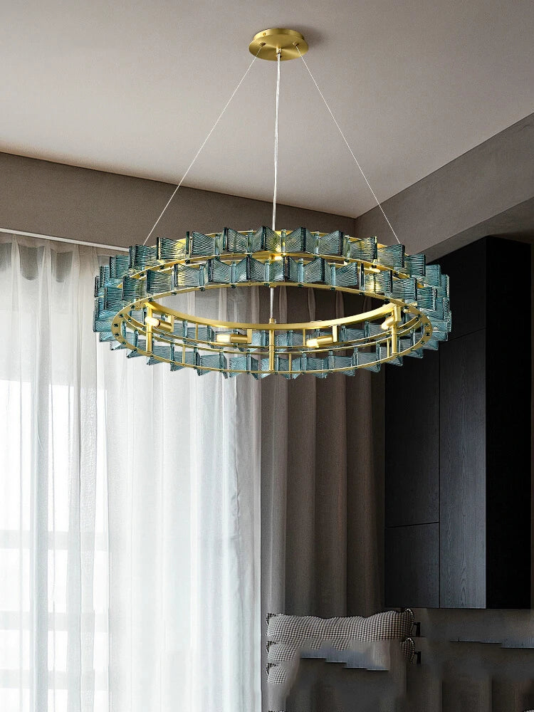 Afralia™ Modern Amber Blue Butterfly Glass Chandelier - Interior Decorative Ceiling Lighting