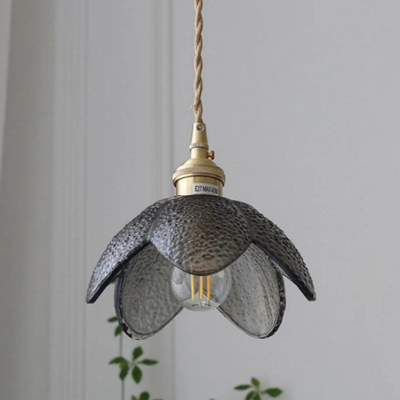 Afralia™ Flower Glass LED Pendant Lights | Nordic Modern Style | Adjustable Hang Lamp