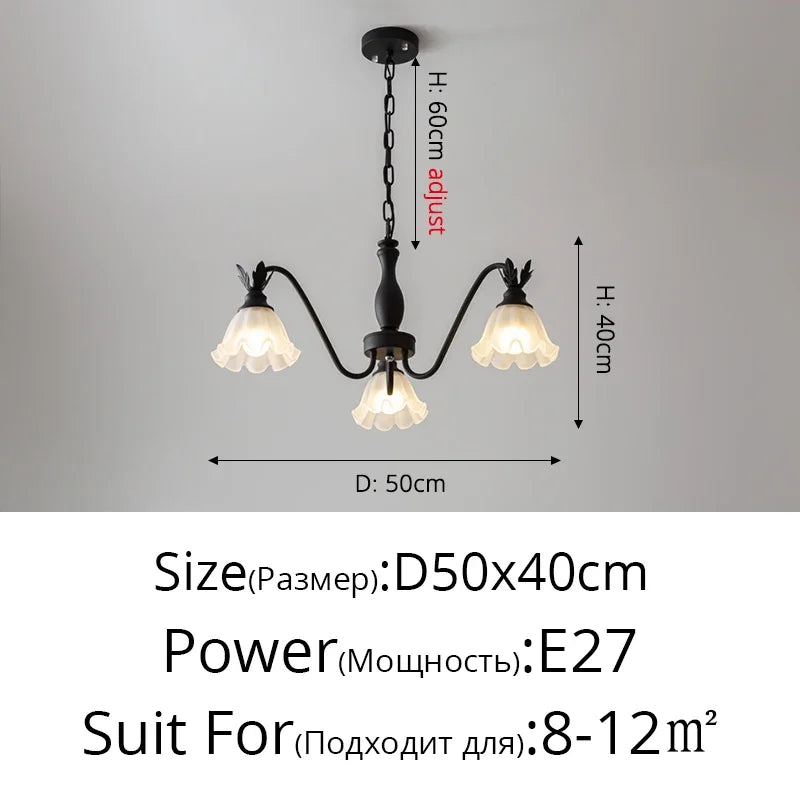 Afralia™ Orchid Glass Iron Art Pendant Lamp for Living Room