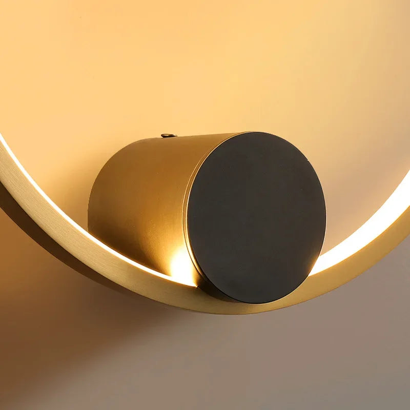 Afralia™ Copper Living Room LED Wall Lamp Light Luxury Modern Simple Circular Corridor TV Wall Bedroom