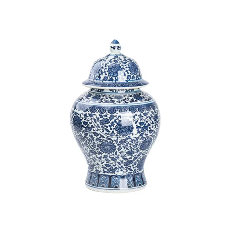 Afralia™ Blue White Porcelain General Jar: Ceramic Tea Caddy Candy Pot Storage Container