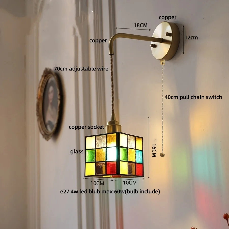 Afralia™ Tiffany Glass LED Wall Light Fixture for Home & Restaurant Décor