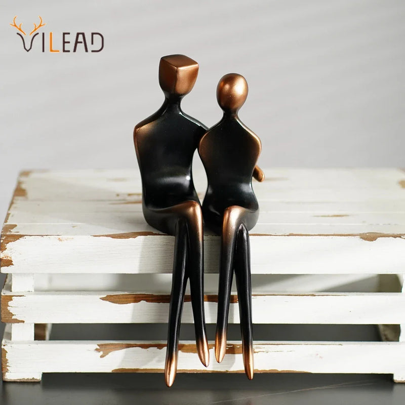 Afralia™ Elegant Resin Couple Sculptures: Modern Art Statues for Desk Decor & Anniversary Gift