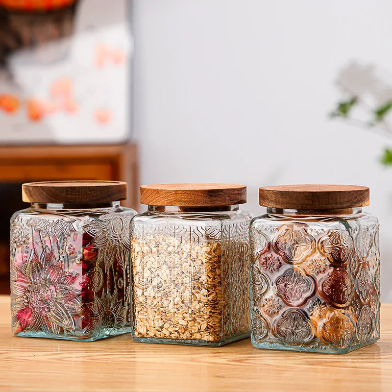 Glass Storage Jars with Airtight Lids by Afralia™: Transparent Mason Jar Boxes for Kitchen Organizing