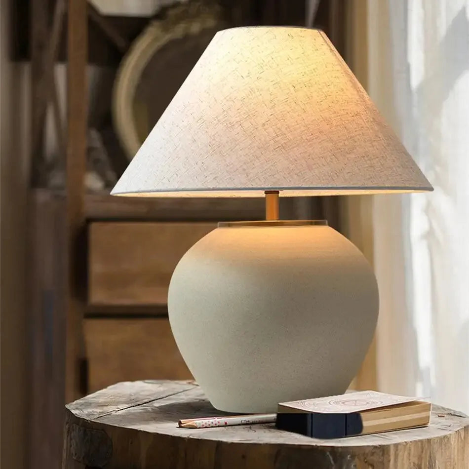 Afralia™ Ceramic Table Lamp: Wabi-Sabi Style LED Lighting for Retro Black & White Decor