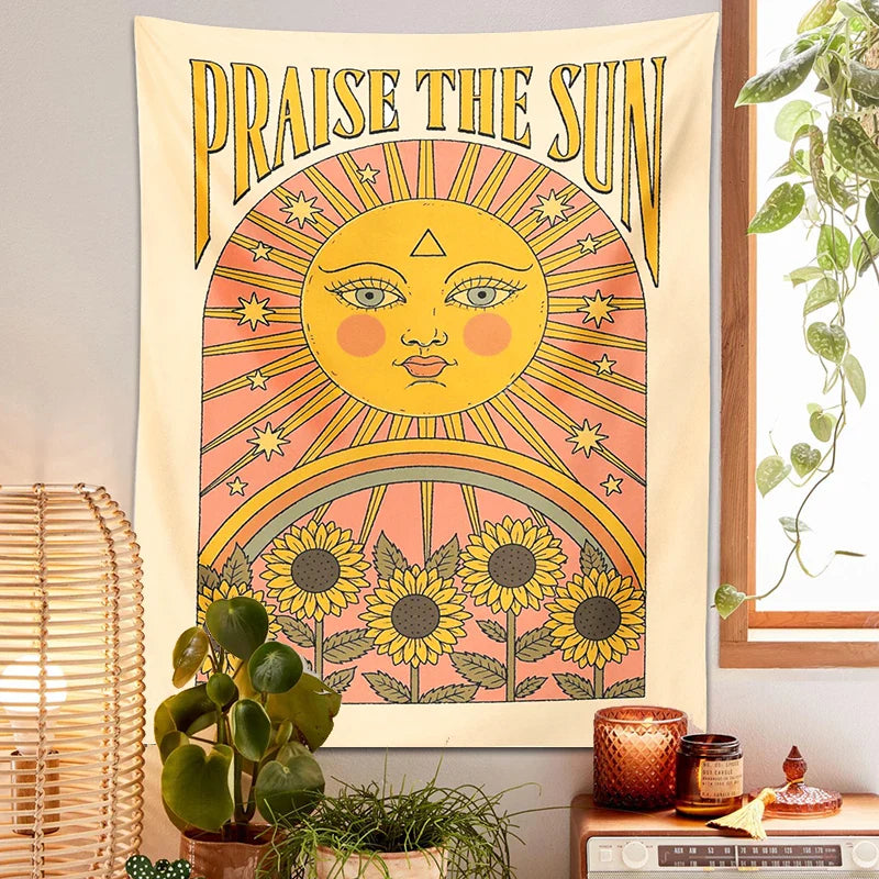 Afralia™ Sun Mandala Tapestry for Aesthetic Room Decor and Witchcraft Home Decoration