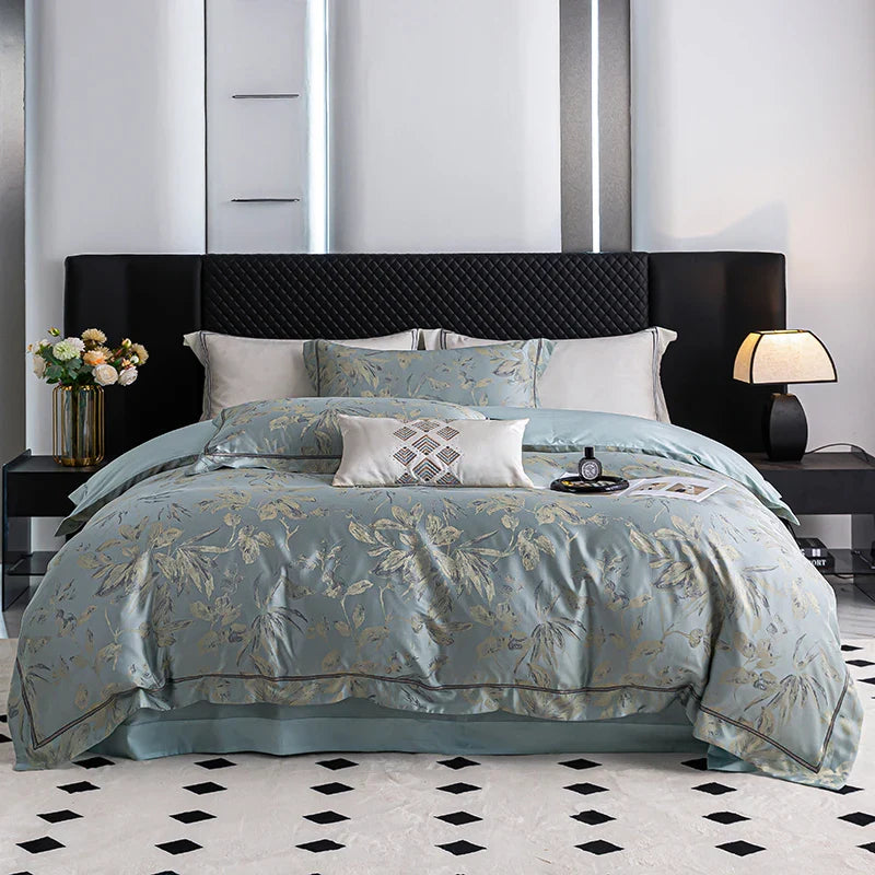 Afralia™ Butterfly Jacquard Lyocell Cotton Luxury Bedding Set Full Queen