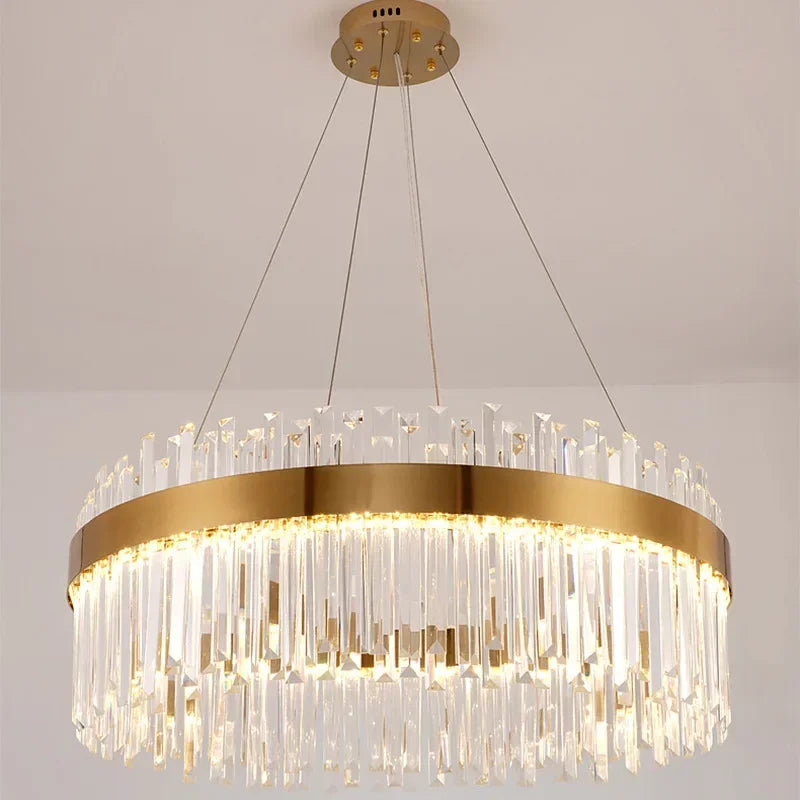 Afralia™ Elegant Crystal Chandelier Pendant Light for Living Room Dining Kitchen Decoration