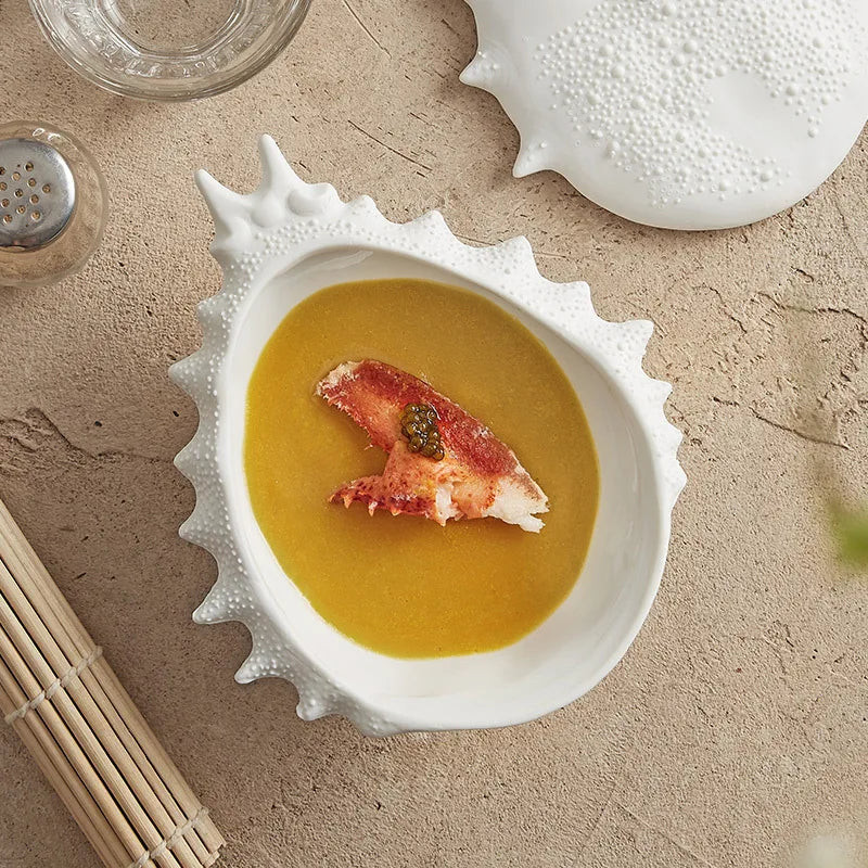 Afralia™ Crab-Shaped Ceramic Soup Bowl with Lid - Specialty Tableware for Restaurants
