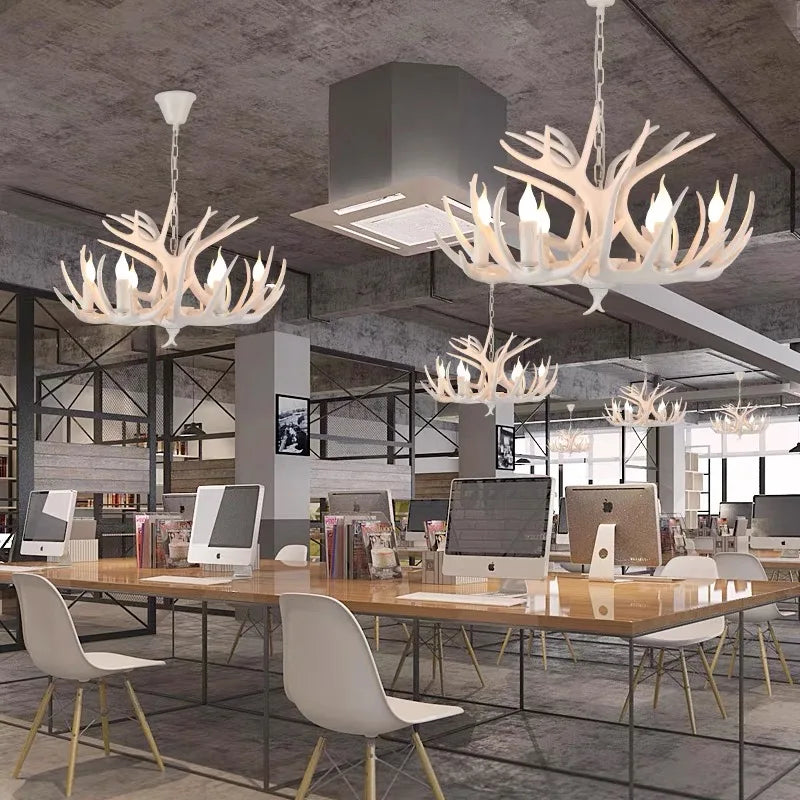 Afralia™ Antler Pendant Chandelier for Home Decor and Lighting, Industrial Style Deer Horn Fixture