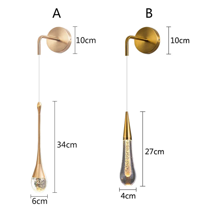 Afralia™ Crystal LED Wall Lamp Modern Minimalist Living Room Bedside Lamp