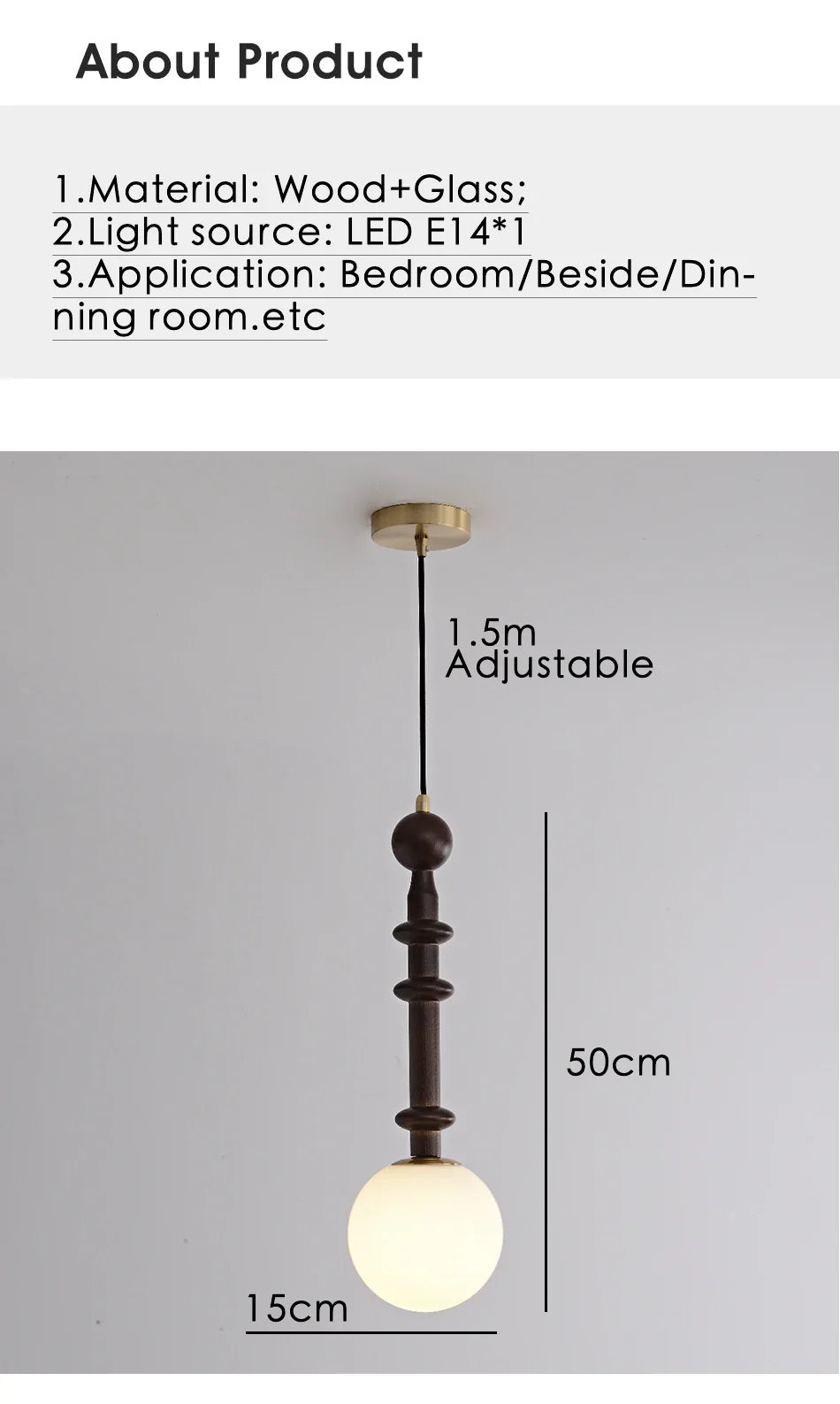 Afralia™ Wood LED Pendant Light for Bedroom Dining Room Study Office Bar