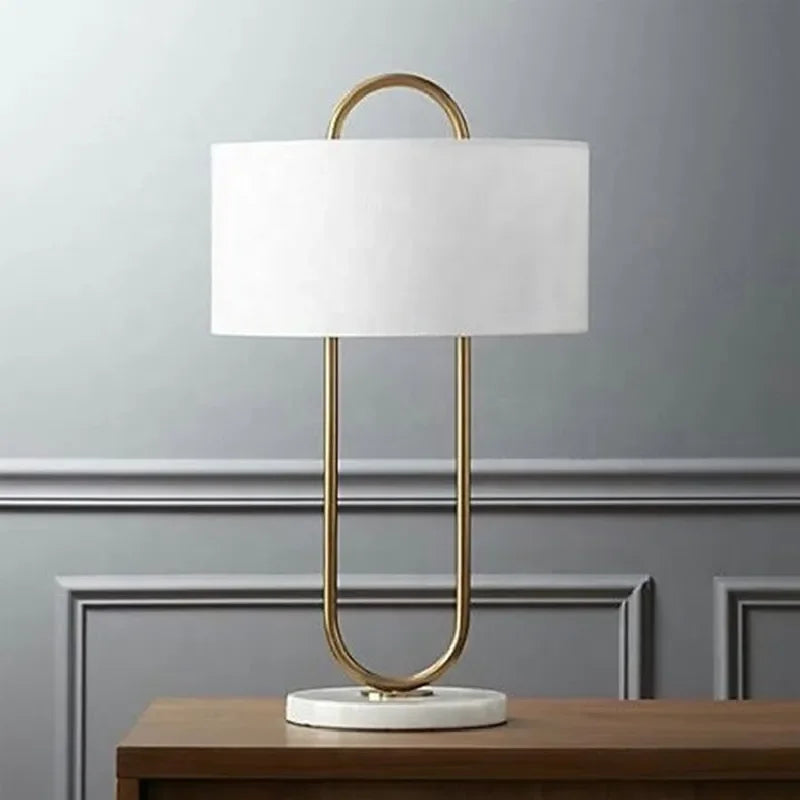 Afralia™ Gold Luxury LED Table Lamp with White Lampshade for Home and Hotel Decoration