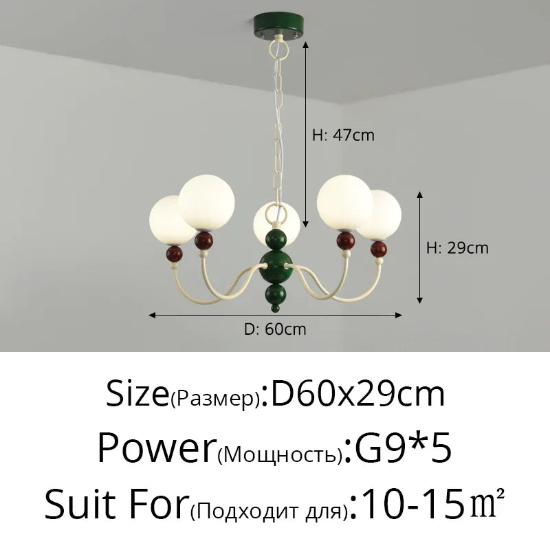 Afralia™ Modern Cream Green Glass Chandelier for Bedroom Living Room Kitchen