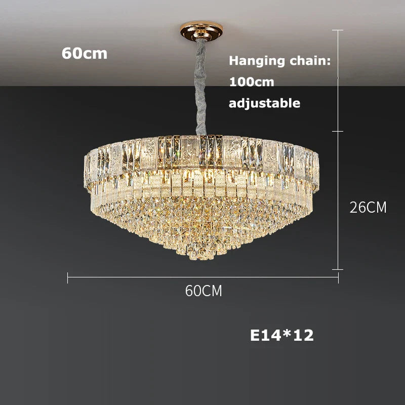 Afralia™ K9 Crystal Gold Chandelier Lighting for Living Room