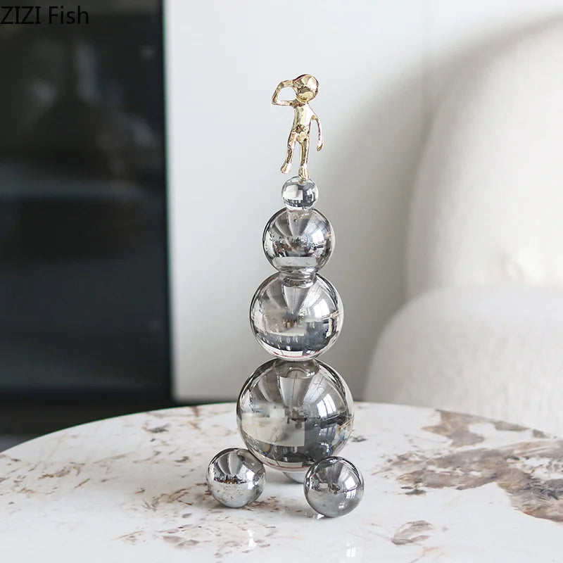 Afralia™ Crystal Sphere Ornaments: Modern Geometric Desk Decor & Aesthetic Room Sculpture