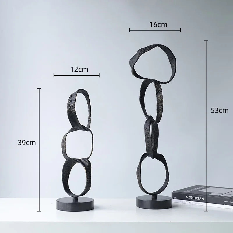 Afralia™ Metal Geometric Circle Ornament Silver Hoop Irregular Sculpture Home Decor