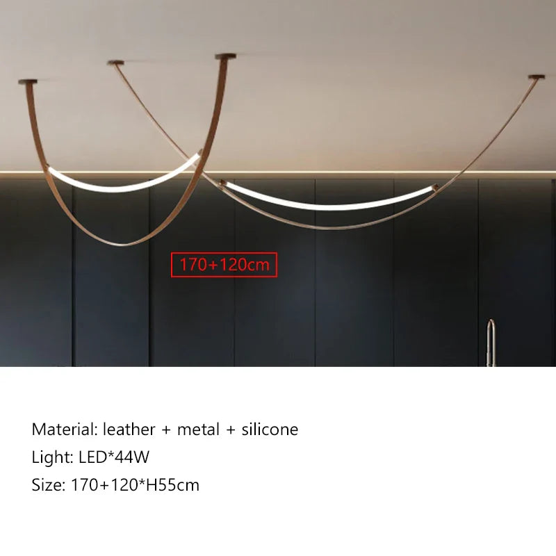 Afralia™ Leather Chandelier: Minimalist Nordic LED Pendant Lamp for Living Room, Dining Room & Bedroom