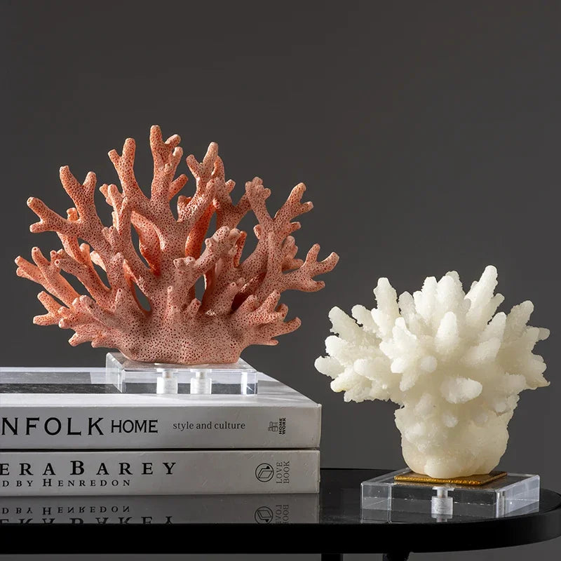 Afralia™ Coral Resin Sculpture: Colorful Crystal Ornaments for Home Decor