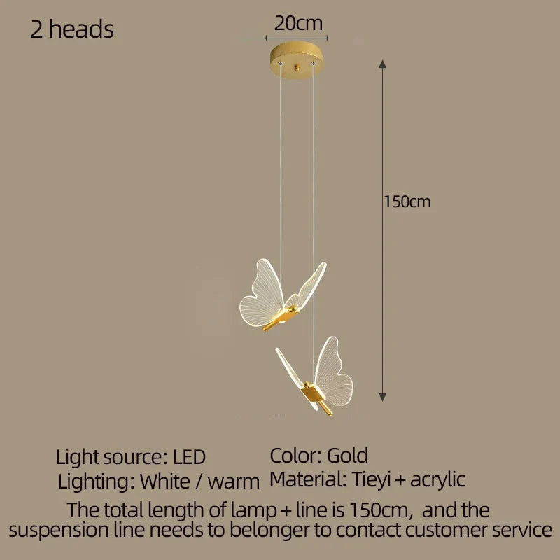 Afralia™ Modern LED Butterfly Chandelier for Bedroom Staircase Illumination