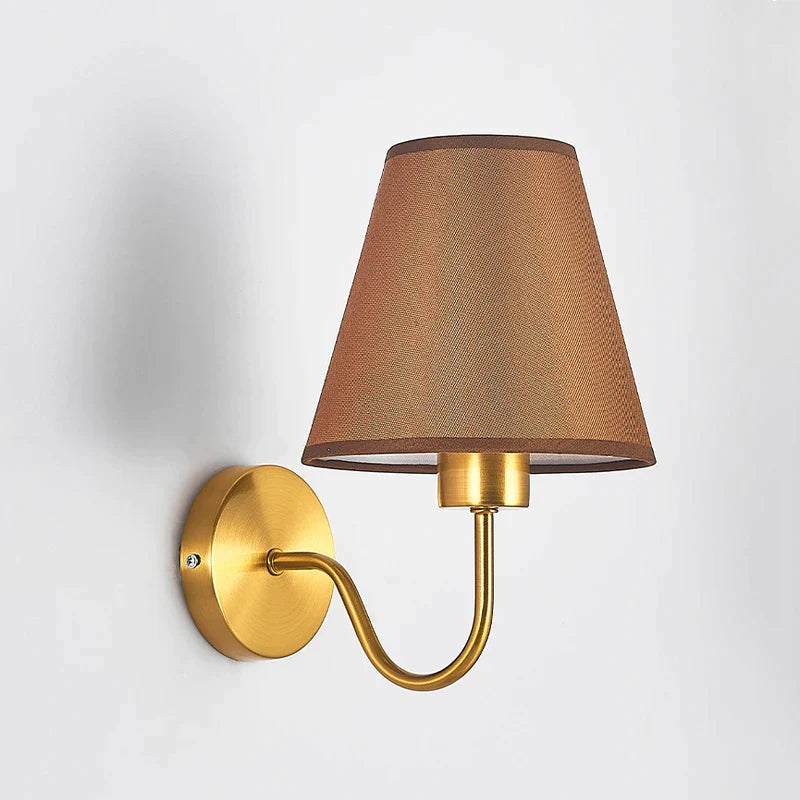 Afralia™ Gold Fabric Wall Lamp: Modern Nordic Bedroom Light Fixture for Hotel Aisle & TV Background.