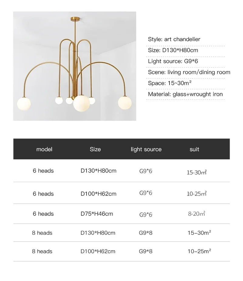 Afralia™ Nordic Glass Chandelier for Modern Living Room, Bedroom, Dining, Kitchen Lighting