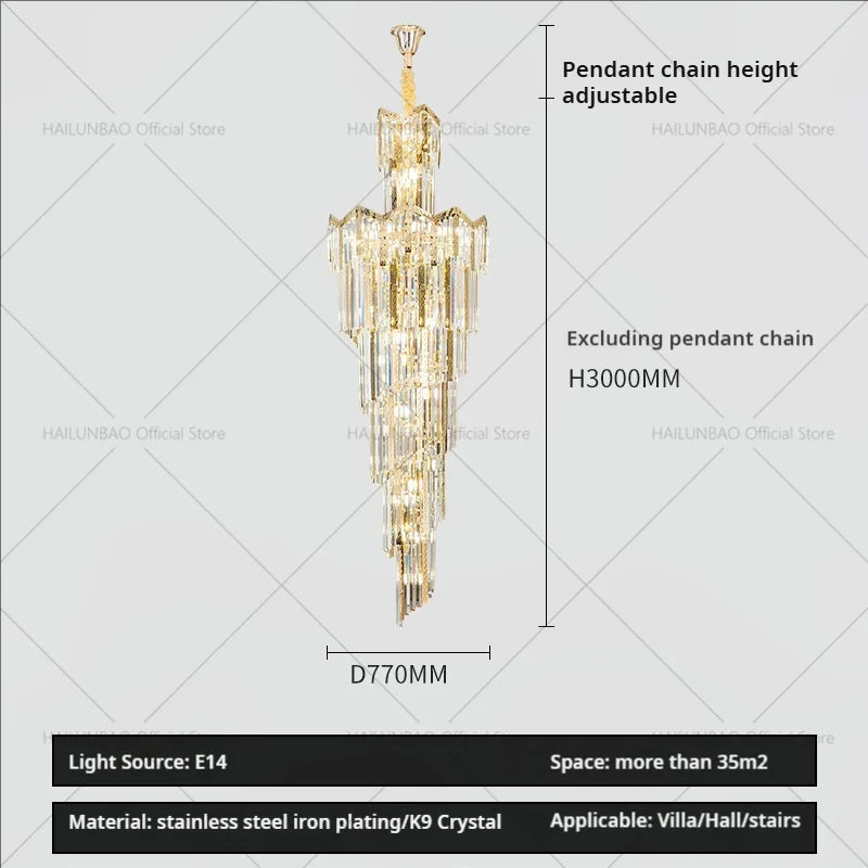 Afralia™ Crystal Chandelier: European Villa Hotel Luxury Hollow Building Middle Floor Lighting