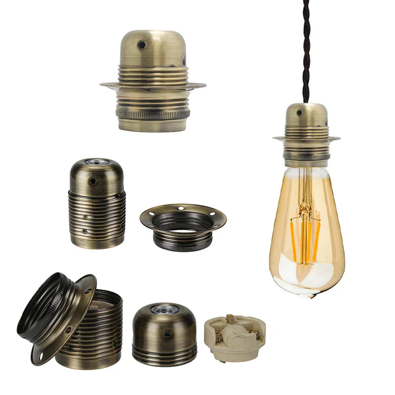 Afralia™ Industrial Metal Lamp Base Holder E26 E27 Light Sockets for Pendant Shade