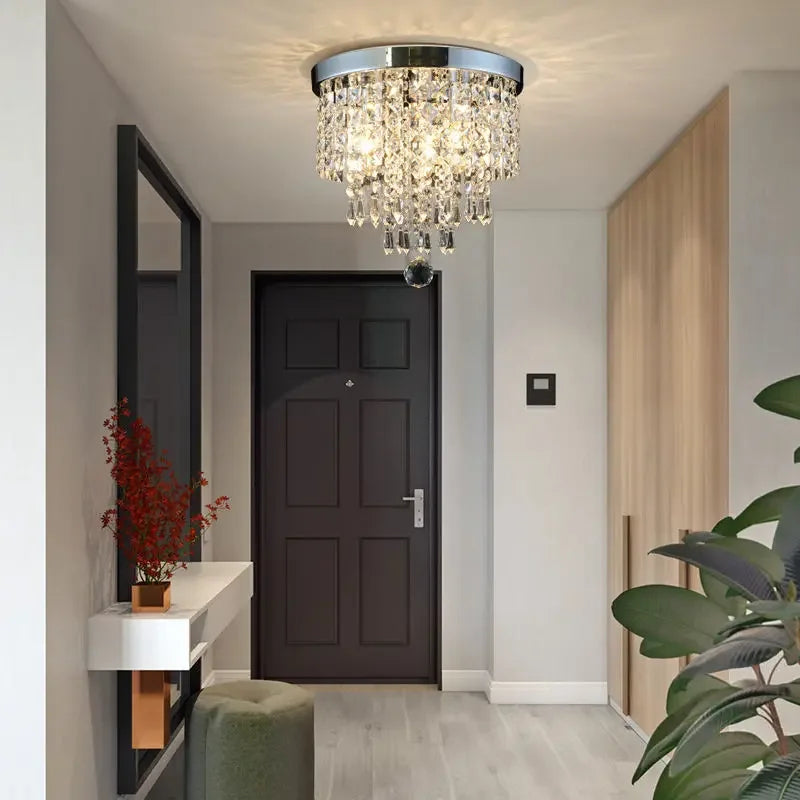 Afralia™ Crystal Ceiling Chandelier: Luxury LED Light for Living Room Hallway Balcony