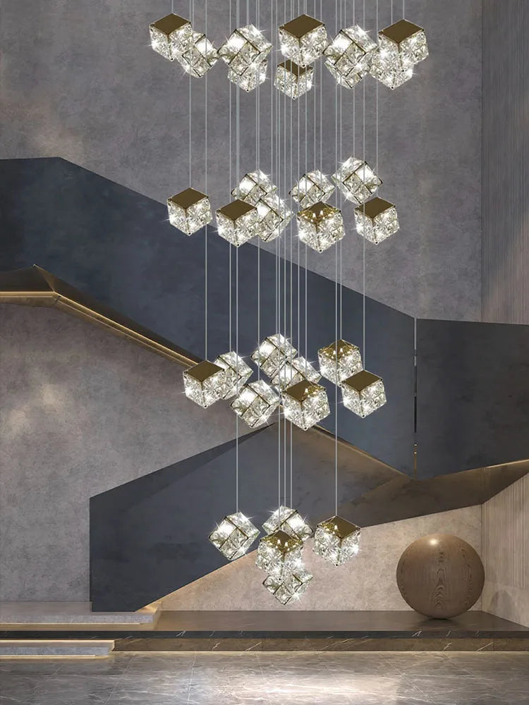Afralia™ Crystal Modern Chandelier for Living Room Luxury Loft LED Lighting Staircase Chandelier