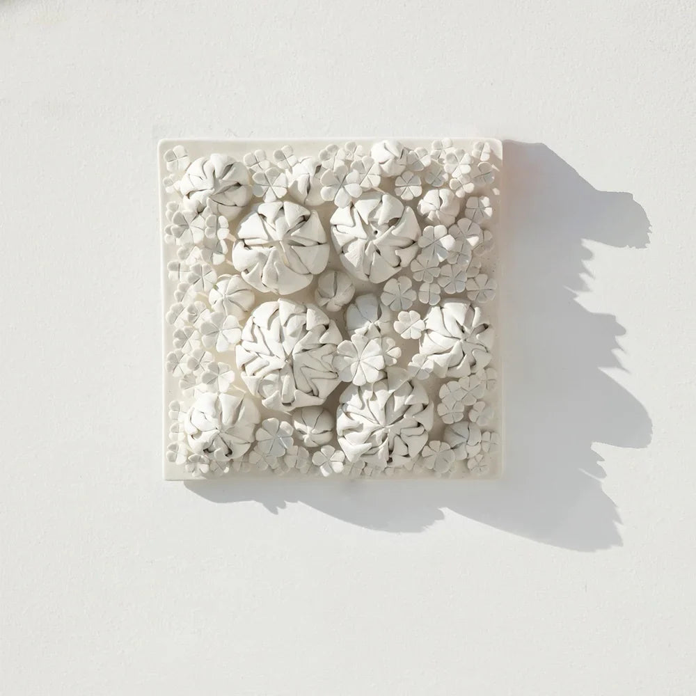 Afralia™ Porcelain Panel Painting: Embossed Bud Wall Decoration Craft with Handmade Detail and Elegant Design