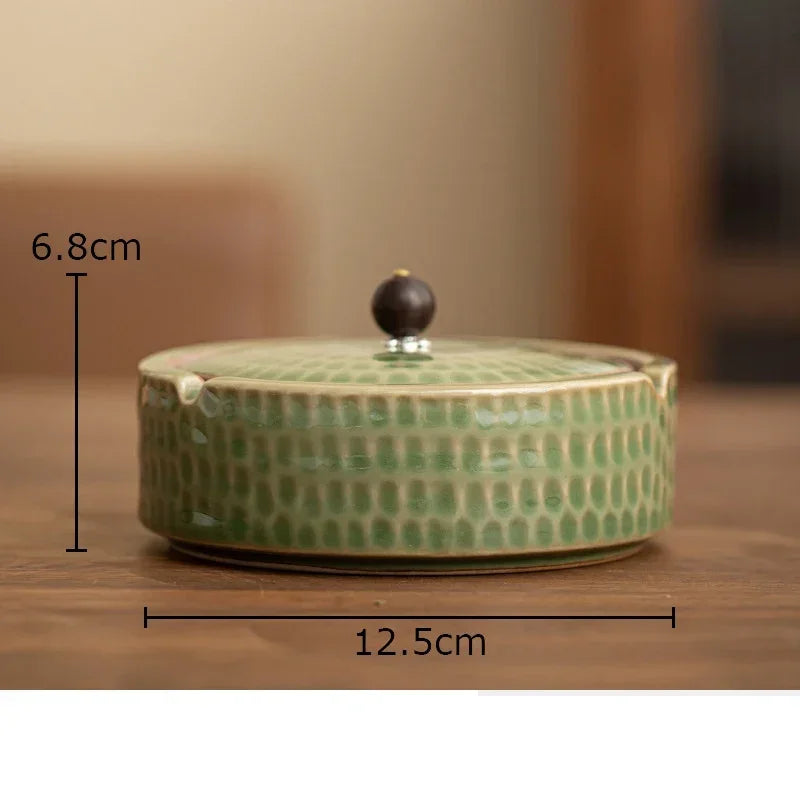 Afralia™ Ceramic Ashtray with Lid - Stylish Smoking Accessories for Home and Office